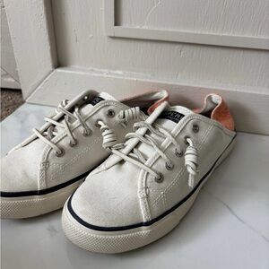 Sperry White and Peach Sneakers